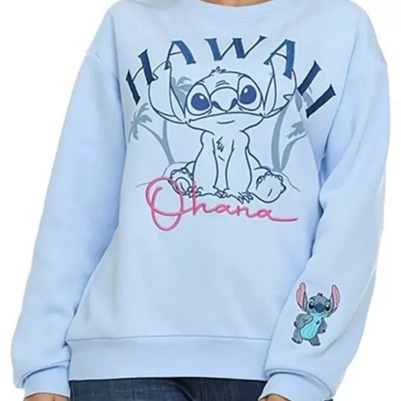 Disney Lilo And Stitch Light Blue Pullover Crewneck Sweater Size XL - Picture 1 of 11